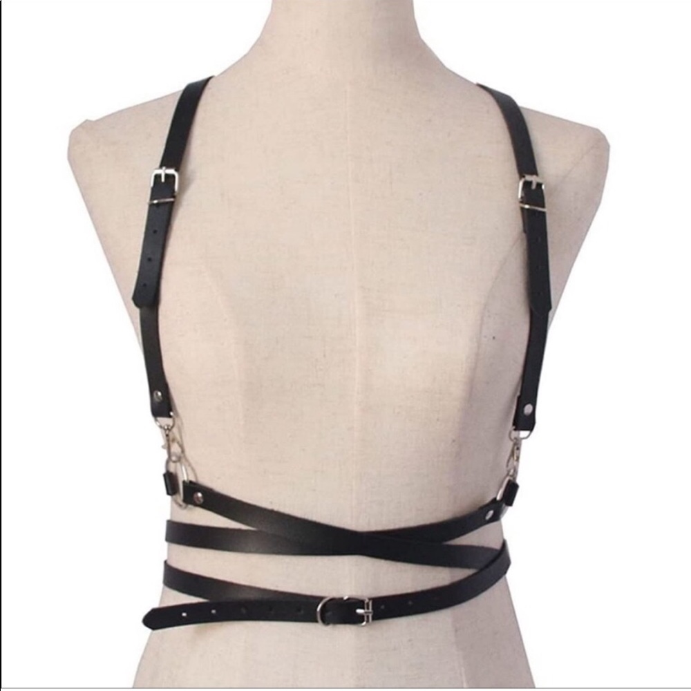 Adjustable Faux leather harness belt